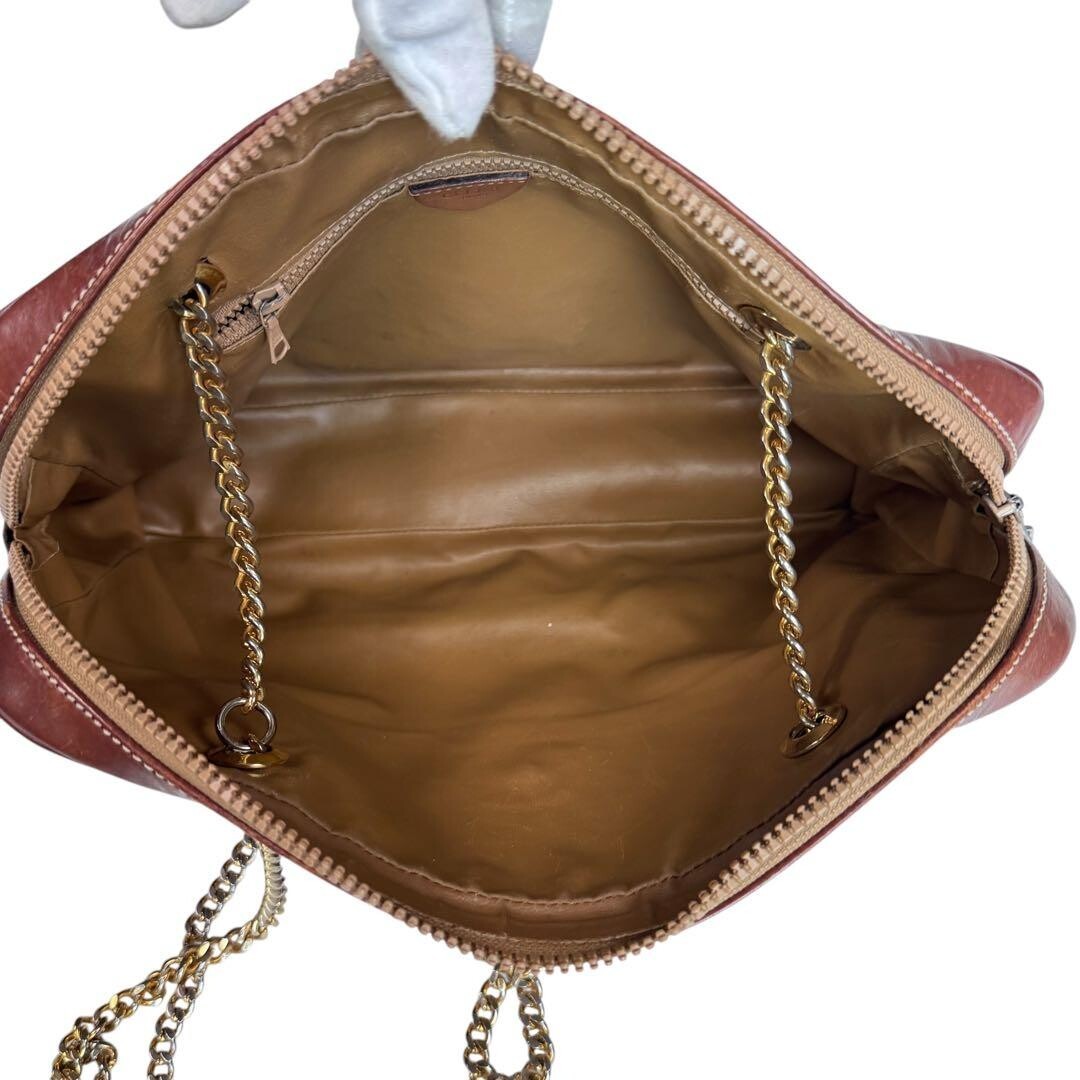 CELINE Shoulder bag Macadam PVC Leather Brown Vintage Authentic From Japan
