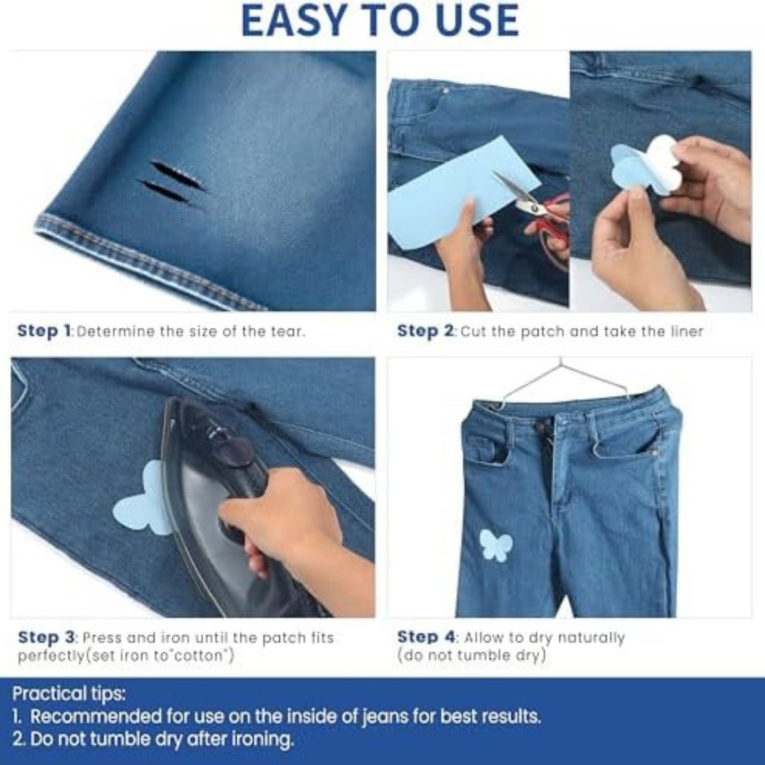 Denim Iron-On Patches for Jeans Repair 6 Colors 4×8.9 Strong Wash – Resistant