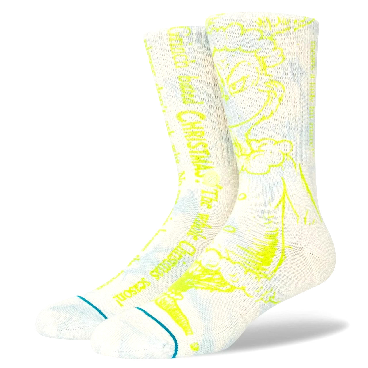 Stance Adult Off White Crew Cotton Dr. Seuss Merry Grinchmas Casual Socks L 9-13