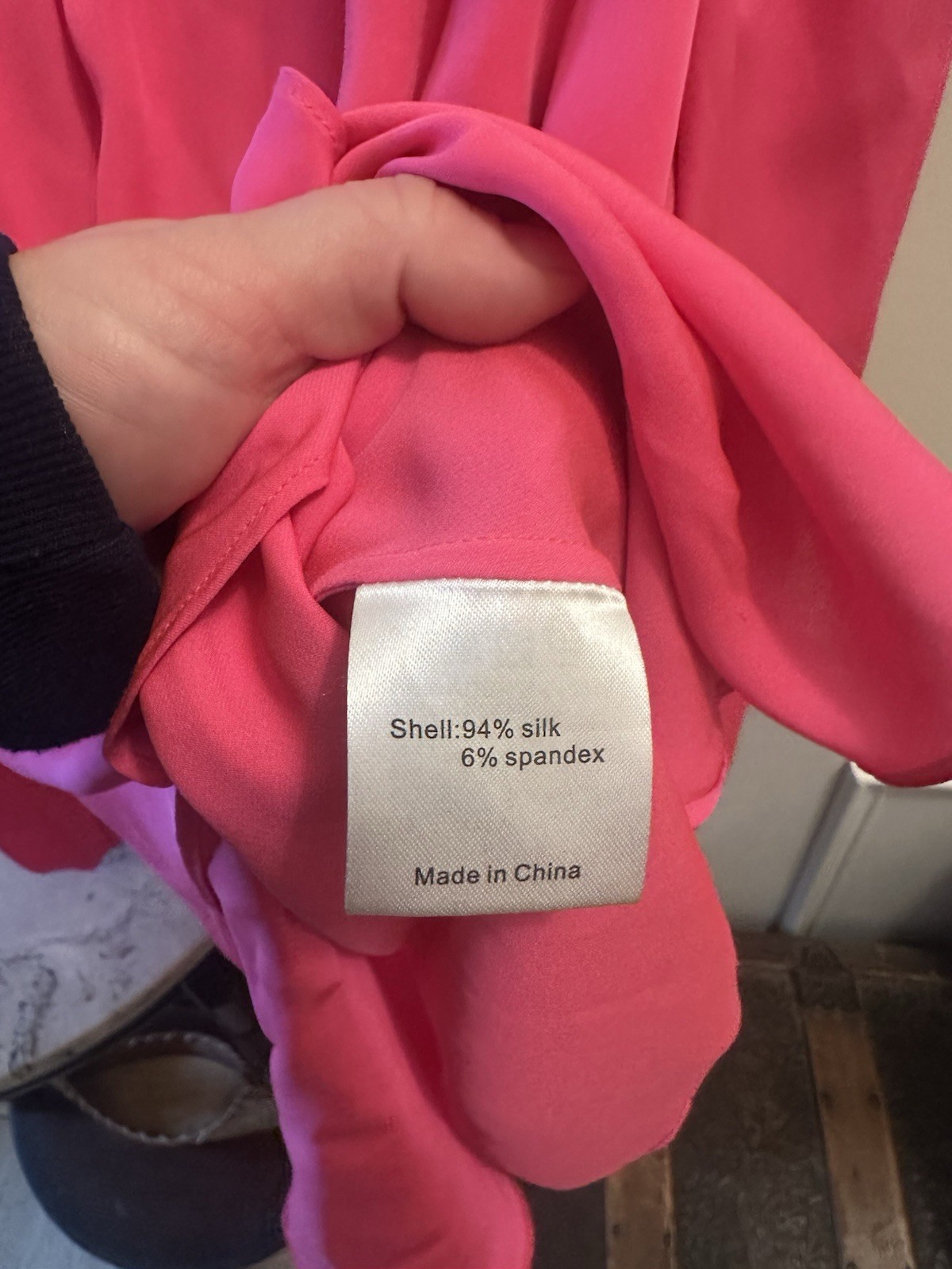 Milly Pink Satin Silk Blend V-Neck Tie Front Long Sleeve Blouse Size 6
