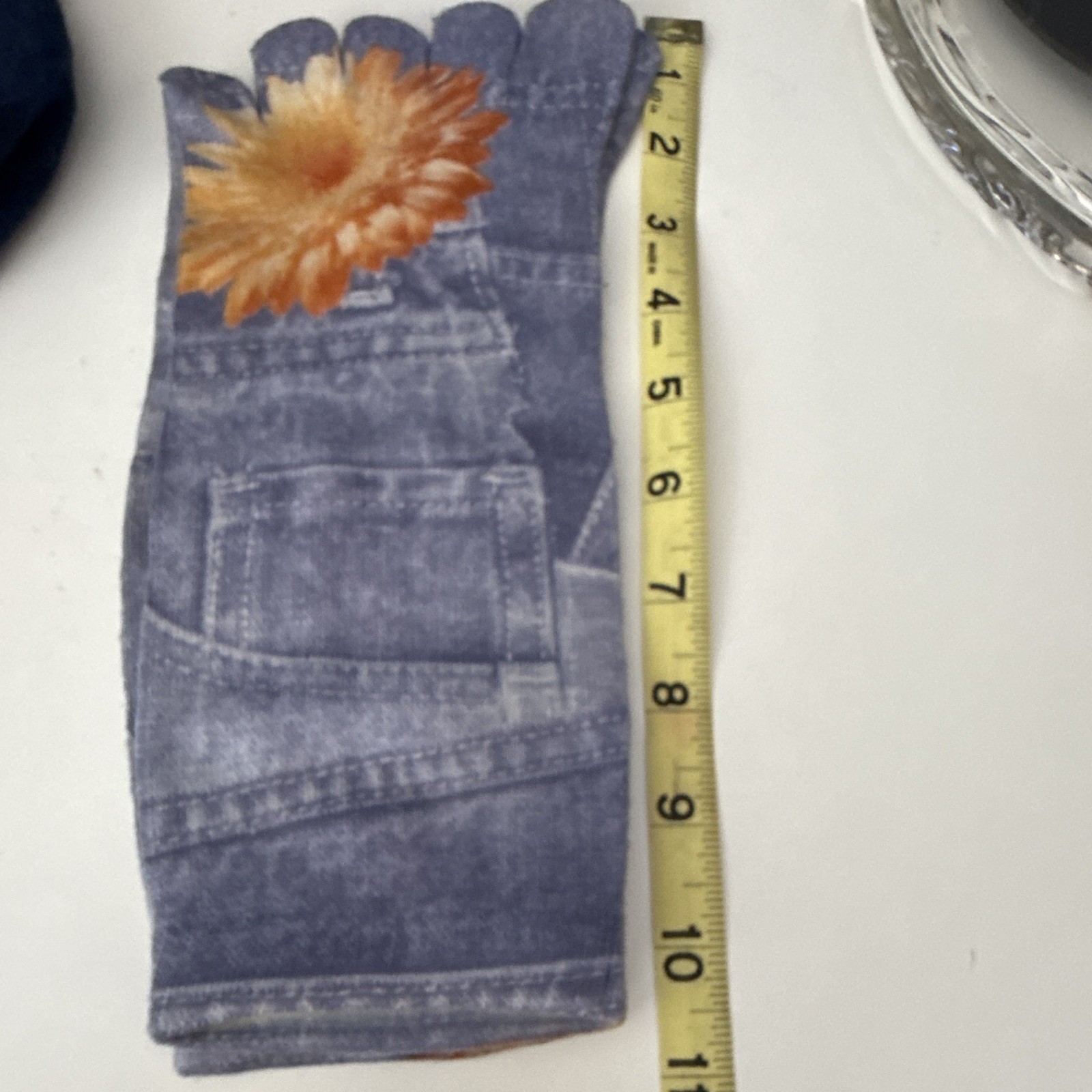 Women’s Blue/Orange Floral Knit Polyester Wrist Gloves, One Size