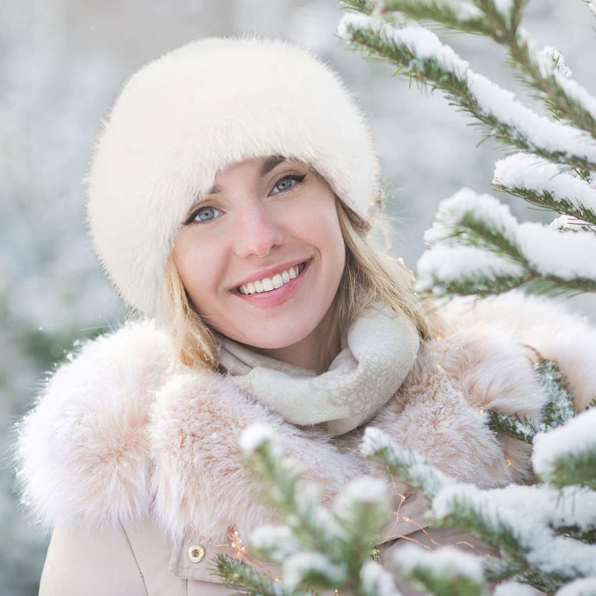 Women Winter Furry Hat Faux Fur Russian Cossack Hat Fluffy Warm Ski Snow Cap