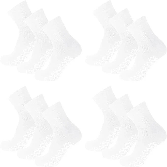 3-12 Pairs Men’s Ankle Gripper Non Skid Diabetic Socks Non Binding Loose Fit Top