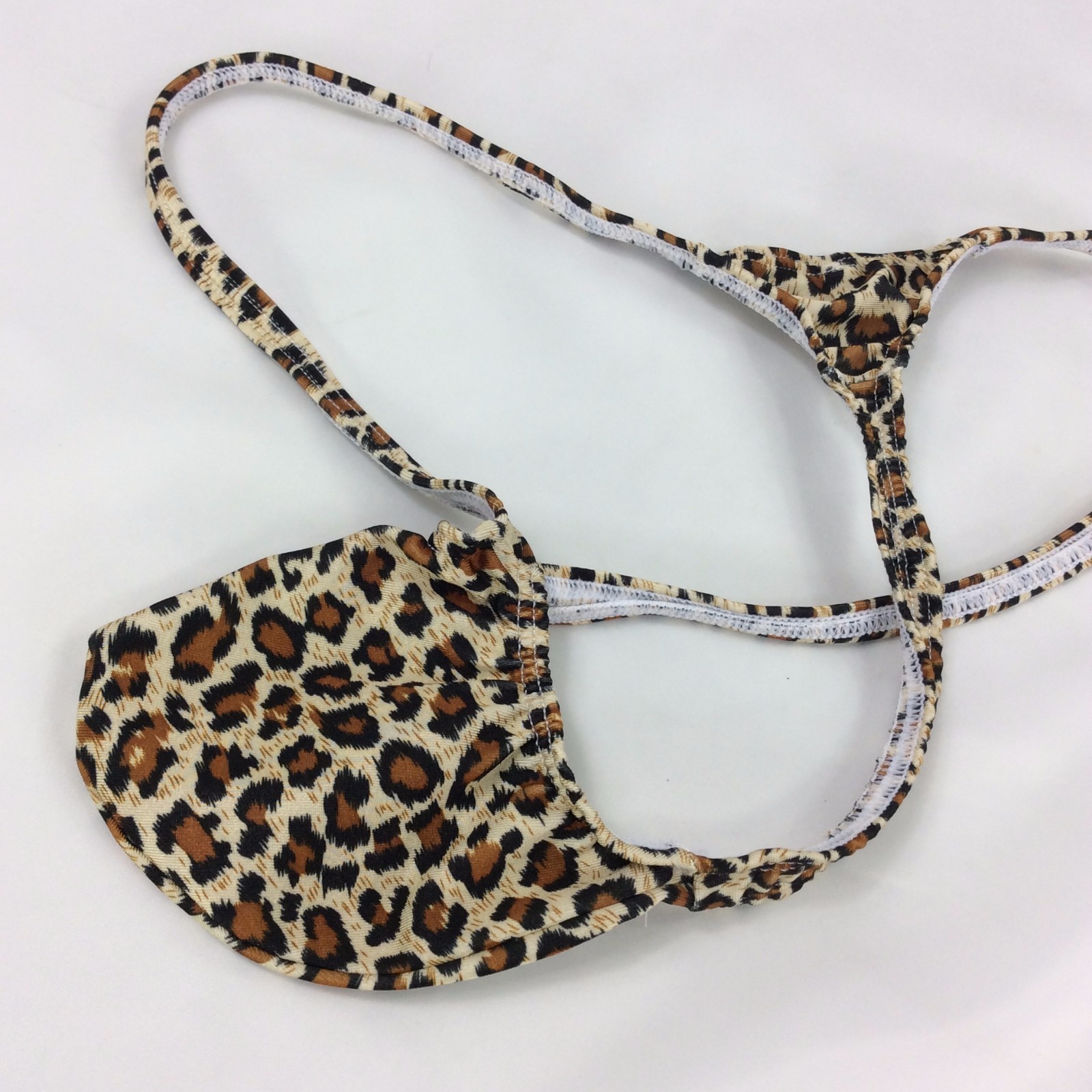K403 P String Thong Grape Smugglers Contoured Pouch Leopard Printed Swim fabric