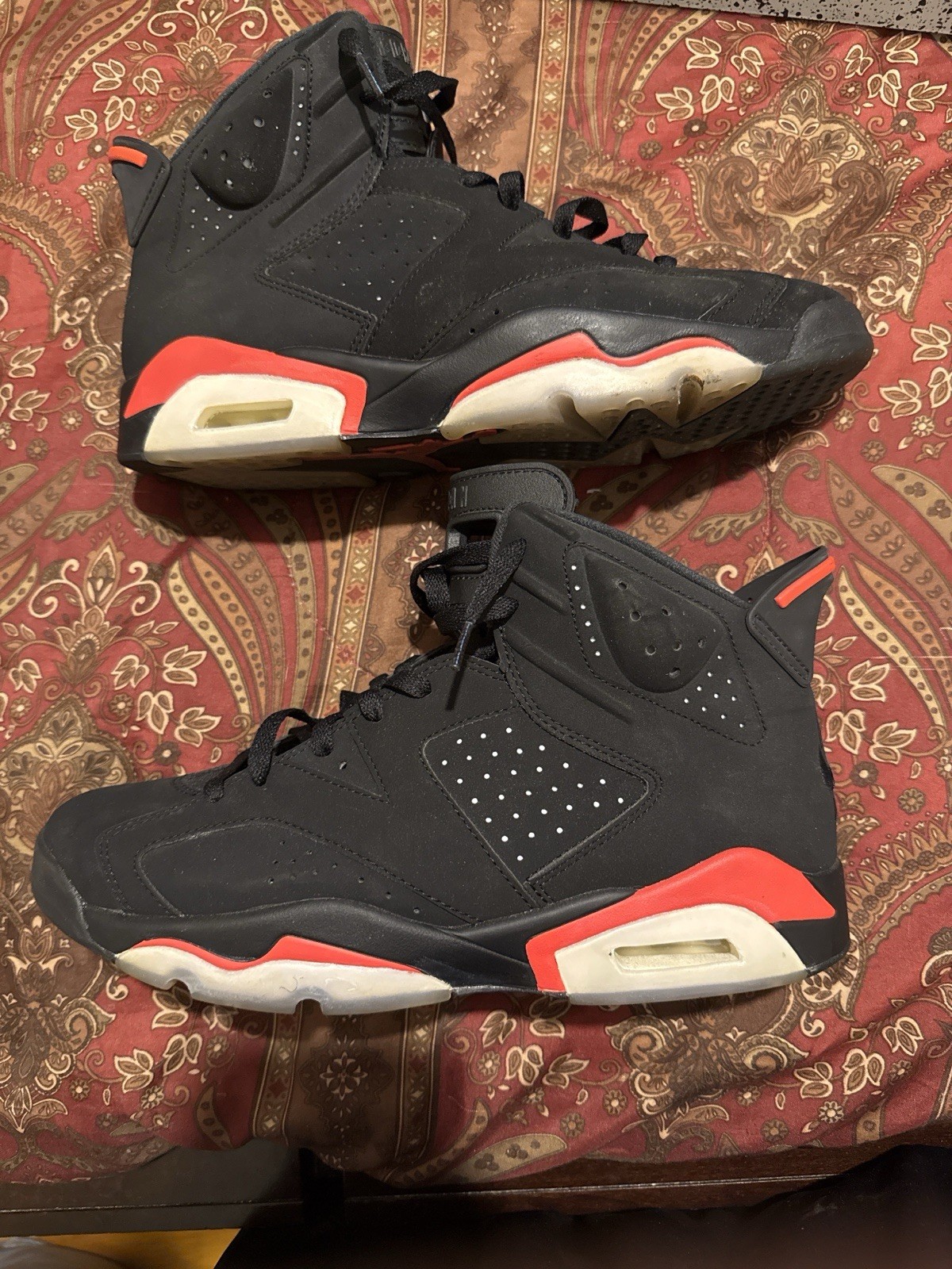 Jordan Air Jordan 6 Retro Infrared Black/Red Nubuck High Top 384664-060