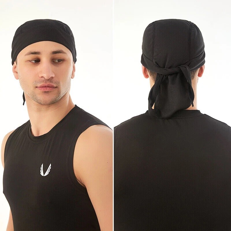 Durag Skull Cap Head Wrap Biker Motorcycle Du Do Black Bandana Paisley Doo Rag