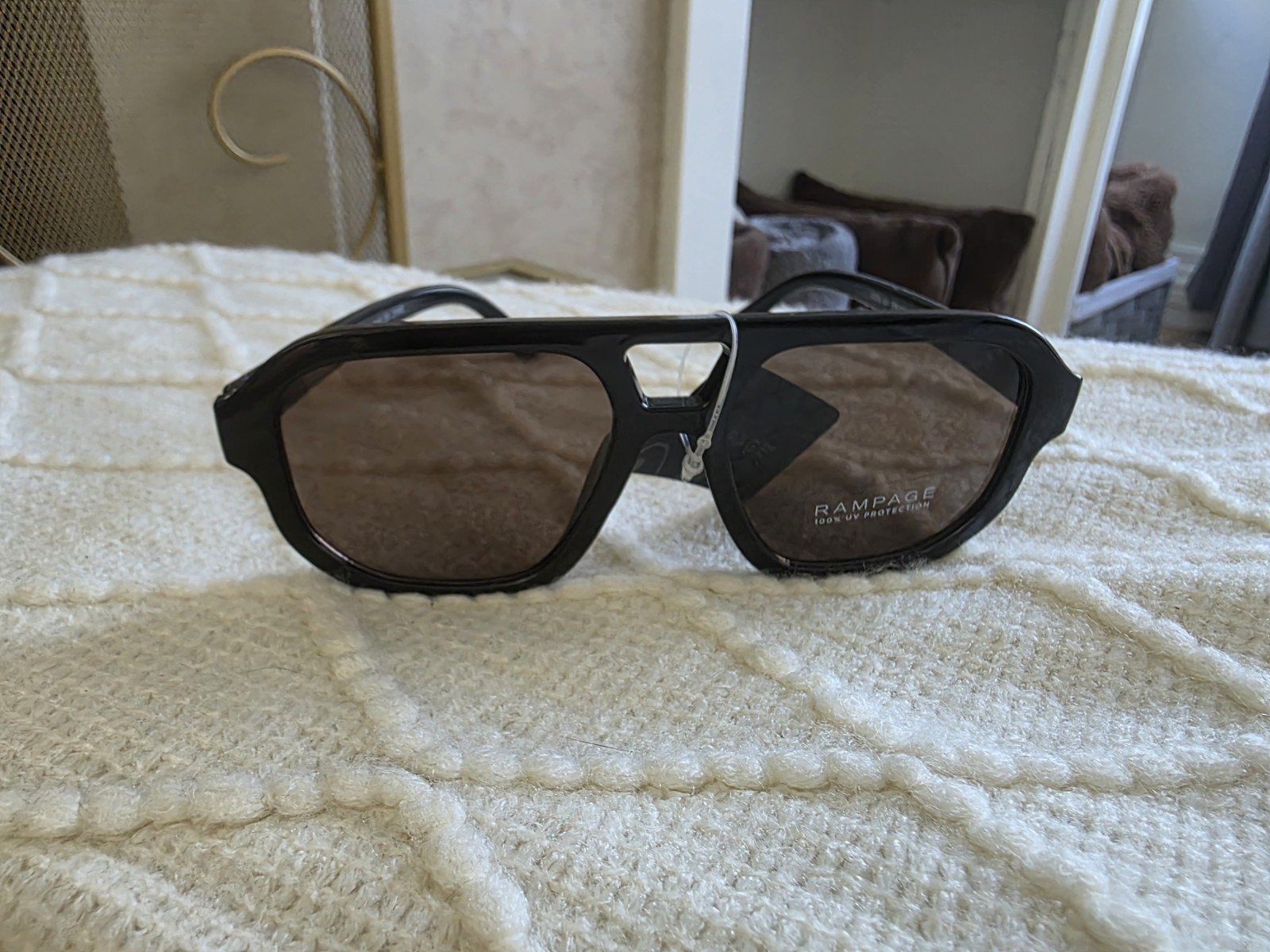Rampage Women’s Oversized Square Sunglasses Black Plastic Brown Tinted 100% UV