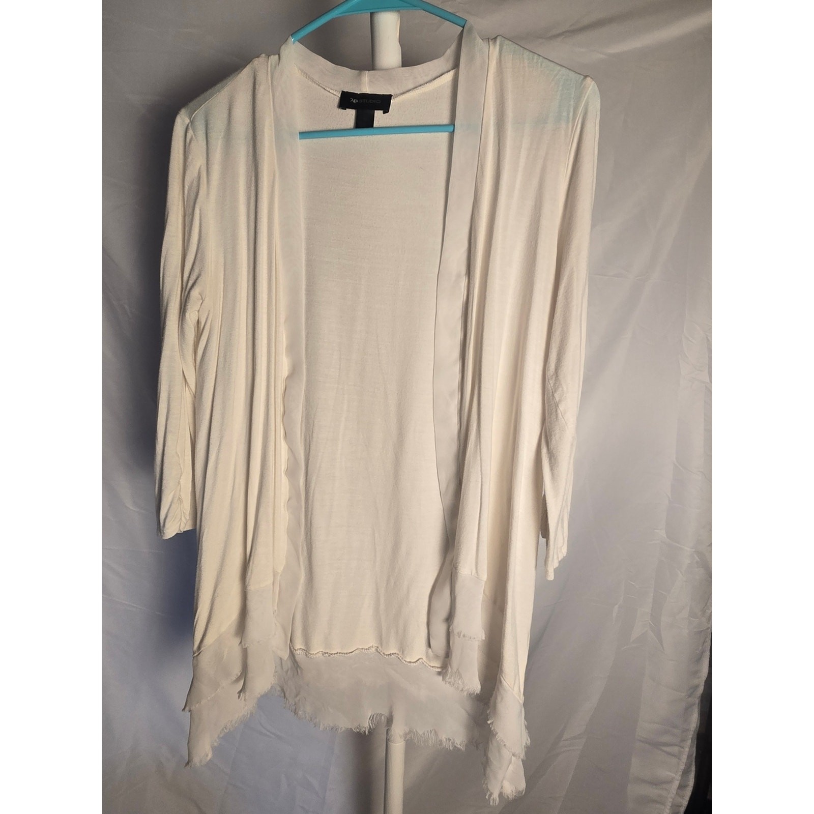 AB Studio White Open-Front Women’s Cardigan Sweater Size Medium