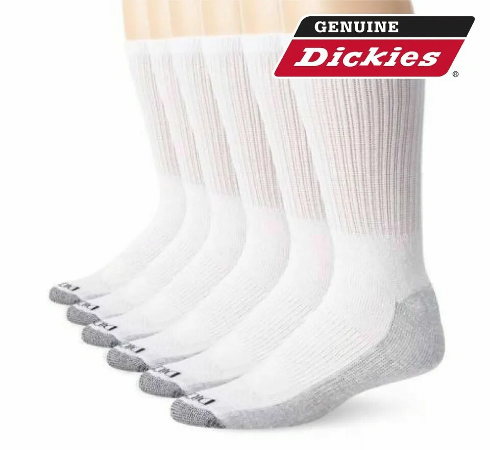 Dickies 12 Pair Crew Work Socks Dri-Tech Mens Extra Thick Reinforced Size 10-13
