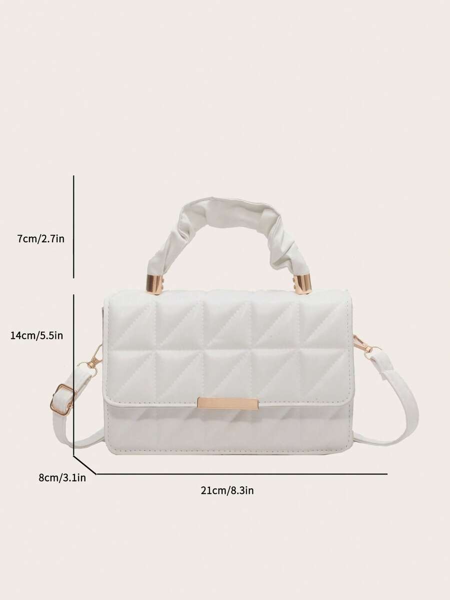 Women PU Leather Crossbody Bag Patchwork Bow Flap Square Shoulder Commute Purse
