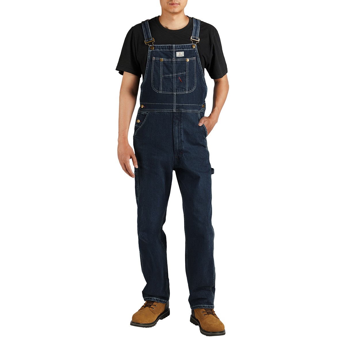 HISEA Mens Heavy Duty Denim Bib Overalls Relaxed Fit Workwear Dungarees Jumpsuit