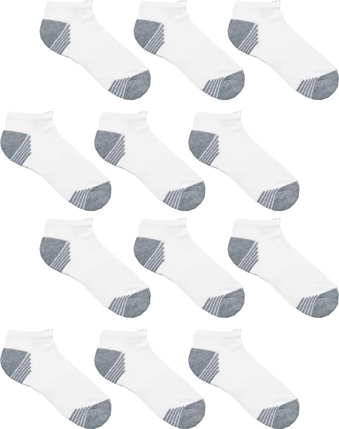 12 Pairs Men’s No Show Socks Low Cut Athletic Running Casual Liner Size 10-13