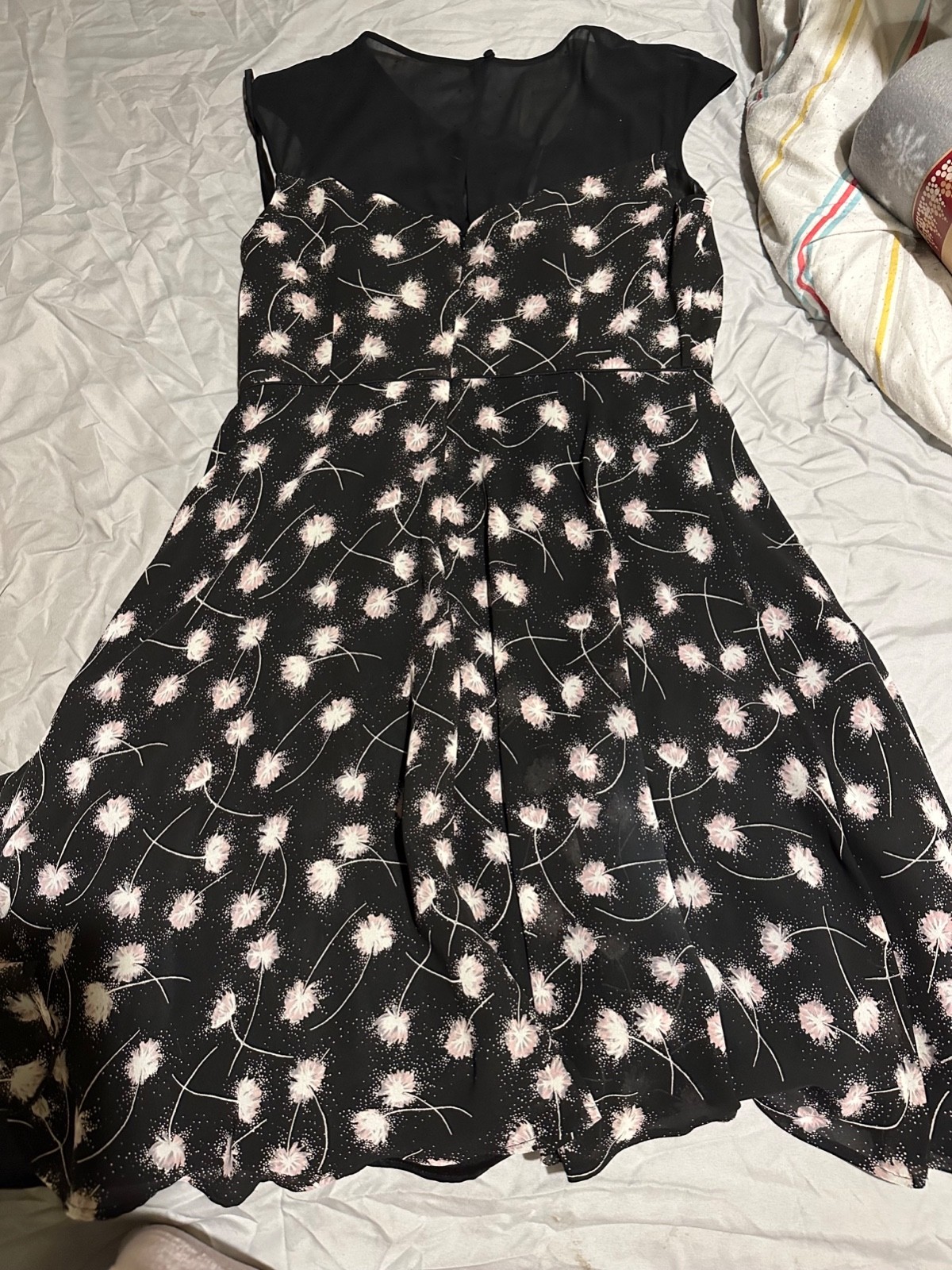 Monsoon Dress Women’s Size UK14 BNWT Black w/ Lilac/rose flower & pollen design