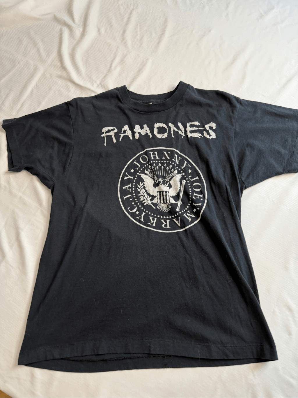 Rare 1980s Ramones Logo Screen Stars T-Shirt Richie Ramone Faded Black Large