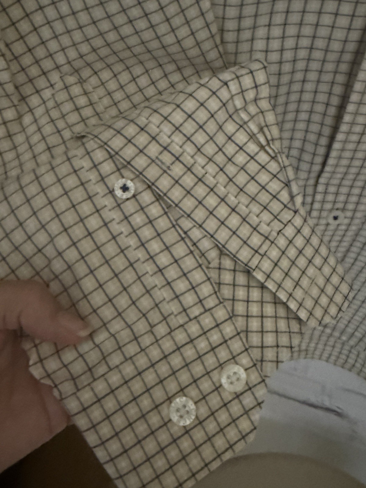 Cinch Blue/Beige/White Plaid Button Front Oxford Shirt 100% Cotton EUC Men’s L