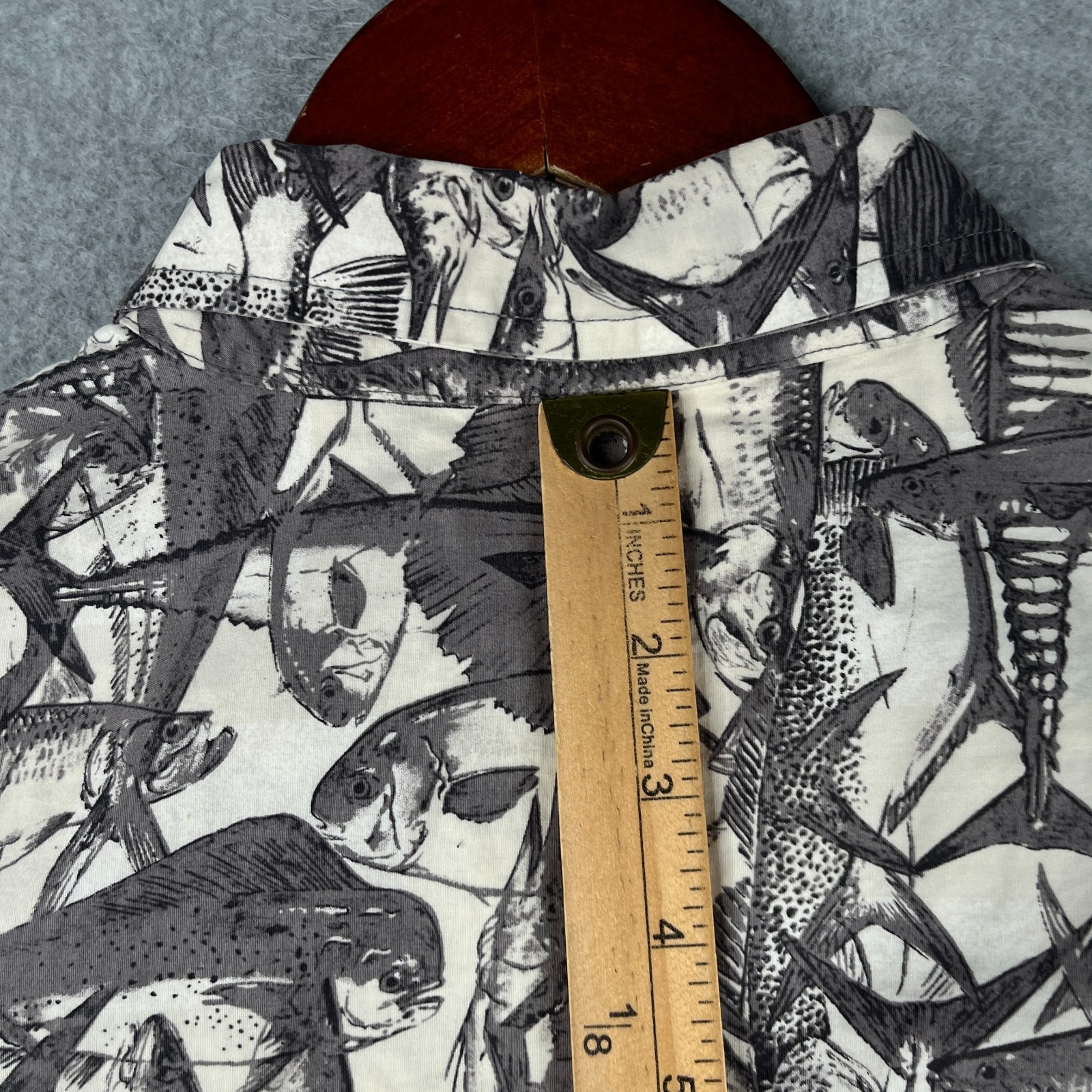 Vintage Columbia Fish Print Shirt Casual Boat Beach Button Up Short Sleeve XL