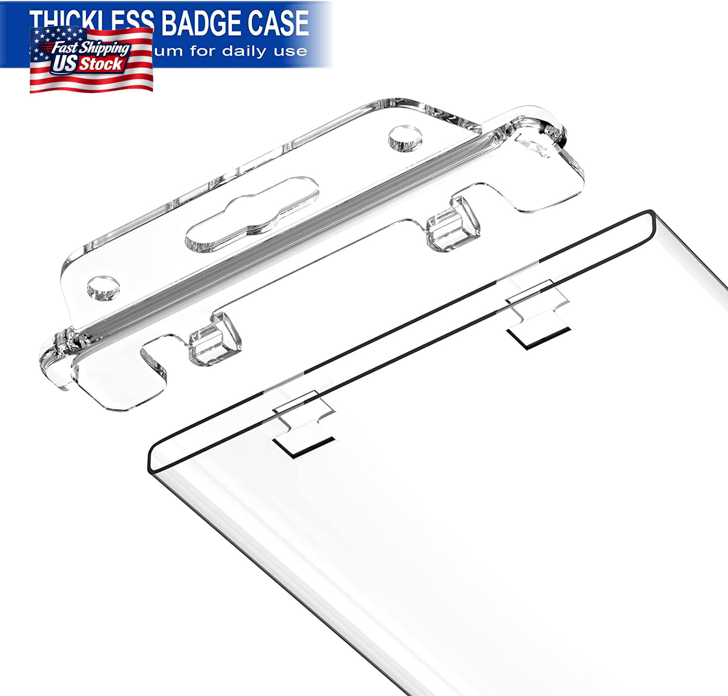 2 Pack Clear ID Badge Holder for Lanyard Hard Plastic ID Card Holder by Fallen O