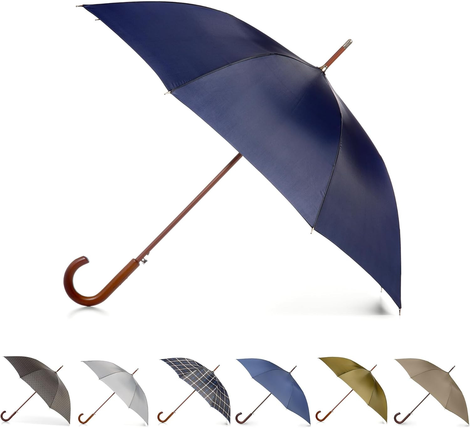 Eco-Friendly Auto Open Umbrella with Classic Wooden J Handle – Easy Grip
