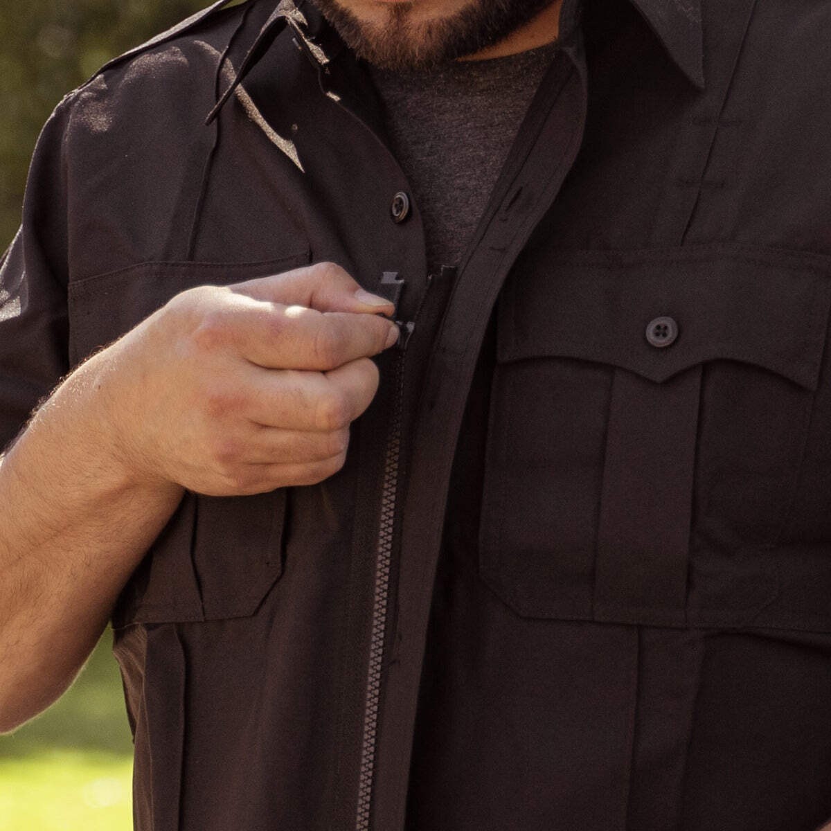 100% Polyester 4 Pocket Hidden Zipper Uniform Shirt – Short Sleeve