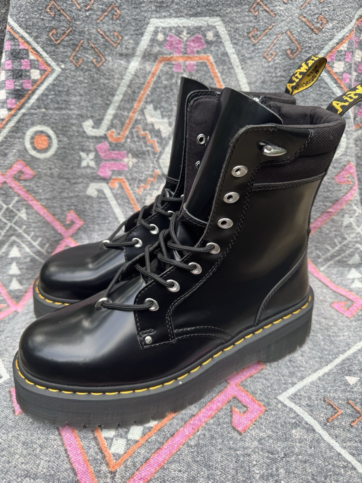 Dr. Martens Men’s Size 12 Platform Black Lace Up Combat Boot W Zipper Jadon II