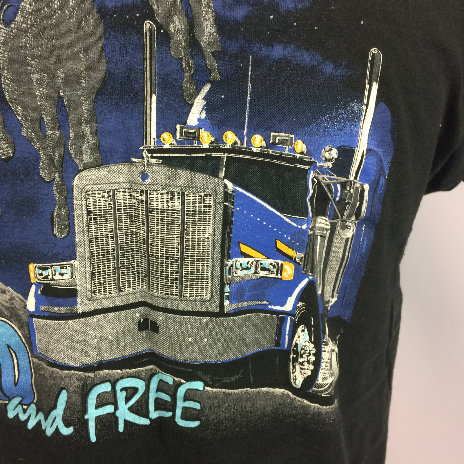Vintage 80s 90s Black Trucker Motorcycle Horse Moon Distressed Pocket T Shirt