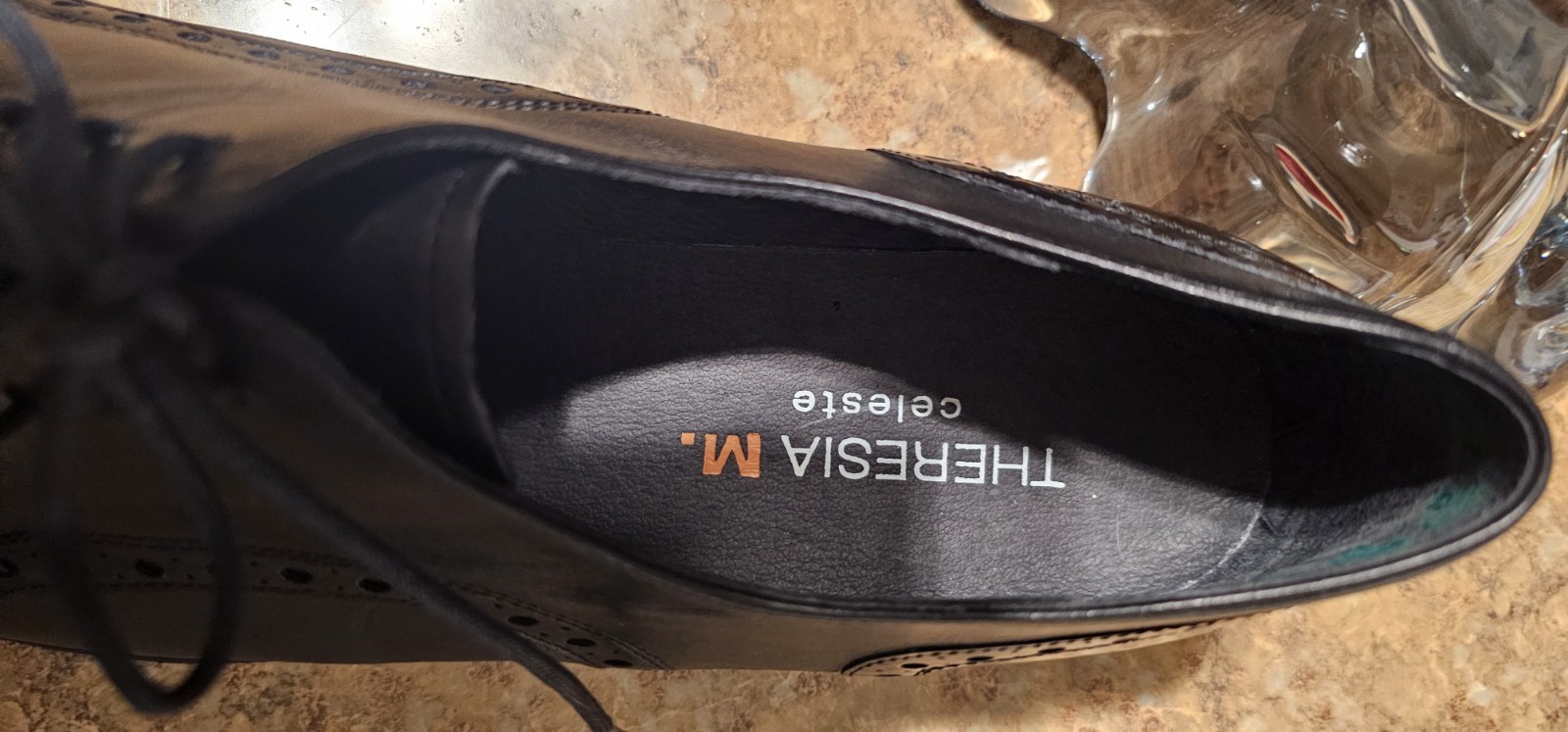 THERESIA M. Celeste “Amanda” Black Patent Oxford Shoes Size 7 M NEW