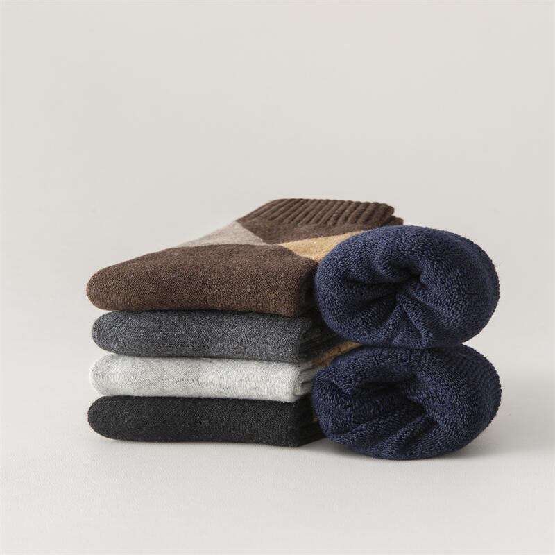 4 Pairs Mens Wool Crew Socks Winter Heavy Duty Warm Work Boots Socks Cotton US