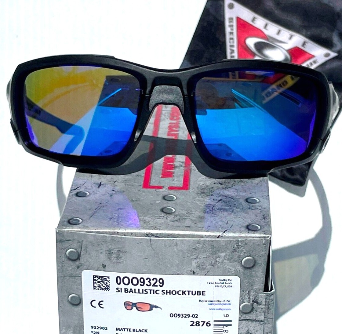 NEW Oakley SI SHOCKTUBE Matte Blackout POLARIZED Galaxy Blue Sunglass 9329