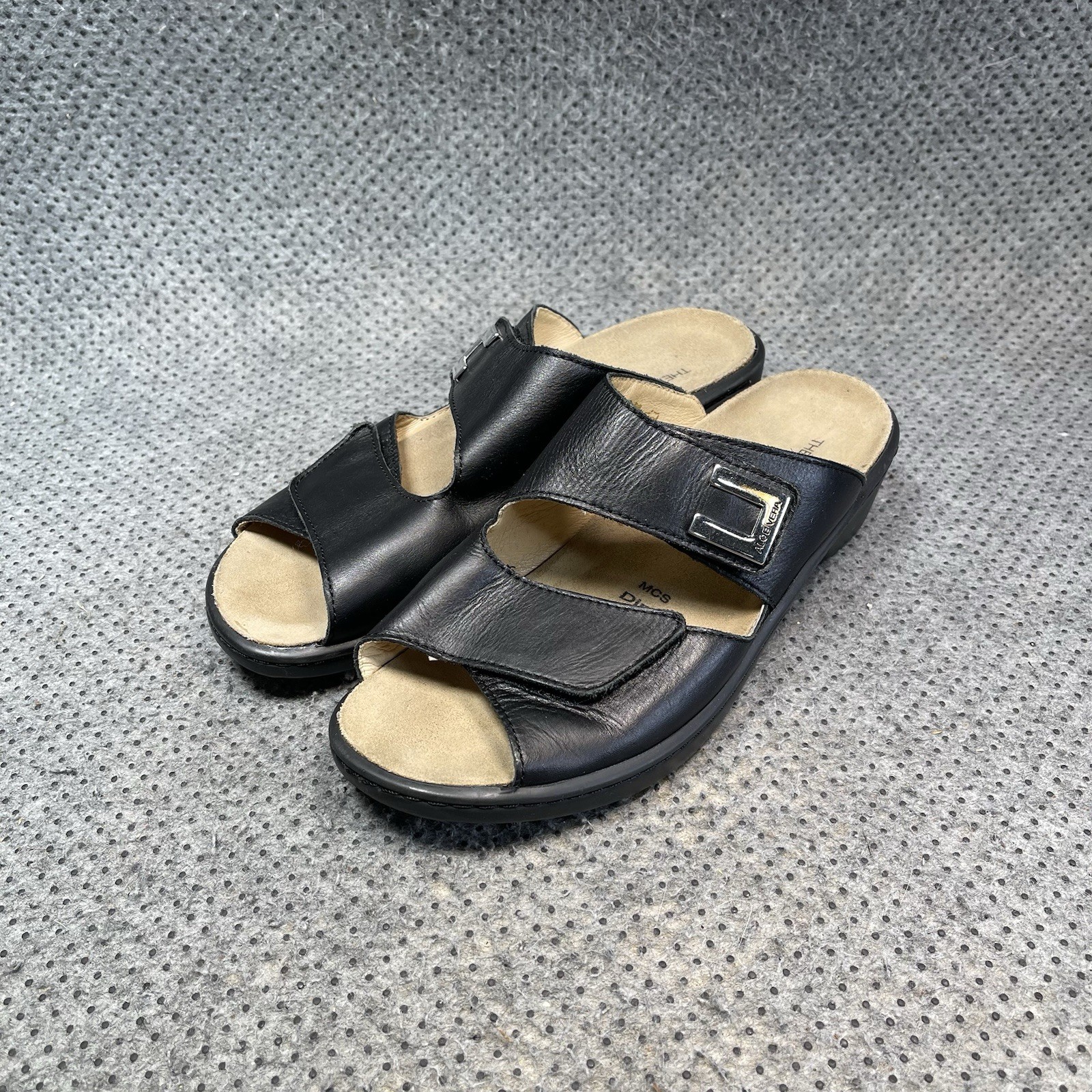 Theresia M Aloe Vera Black Leather Sandals Size 5.5 Women’s