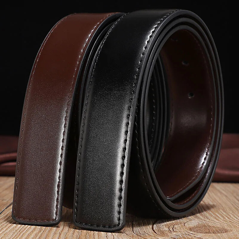 2.8/3.0/3.3/3.5/3.8cm Double-sided Genuine Leather Belt No Buckle Cowskin Belt