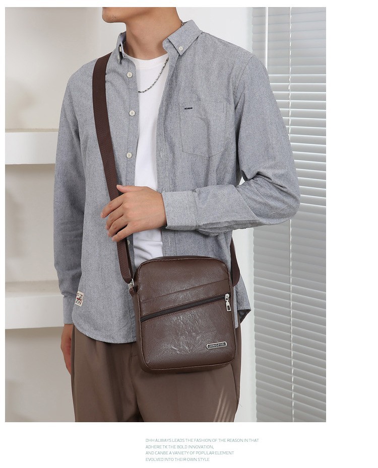 Men’s Leather Crossbody Bag Shoulder Sling Travel Casual Messenger Chest Pack US