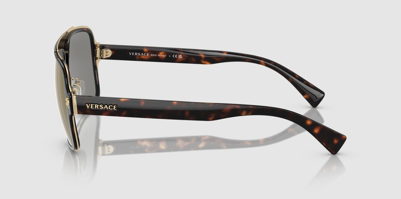 VERSACE VE2199 12524T Dark Havana Dark Grey Mirror Gold 56 mm Men’s Sunglasses