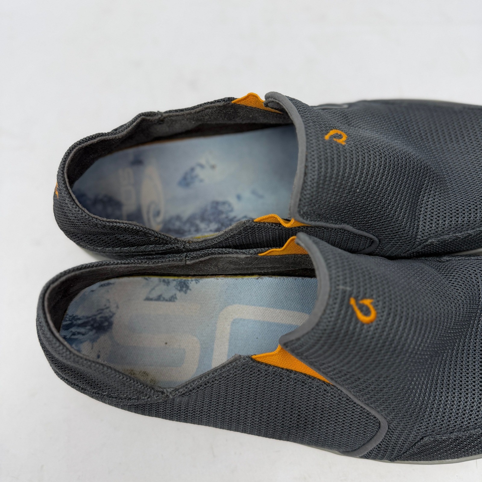 OluKai Nohea Mesh Mens Slip On Shoes Charcoal Grey Orange Loafers