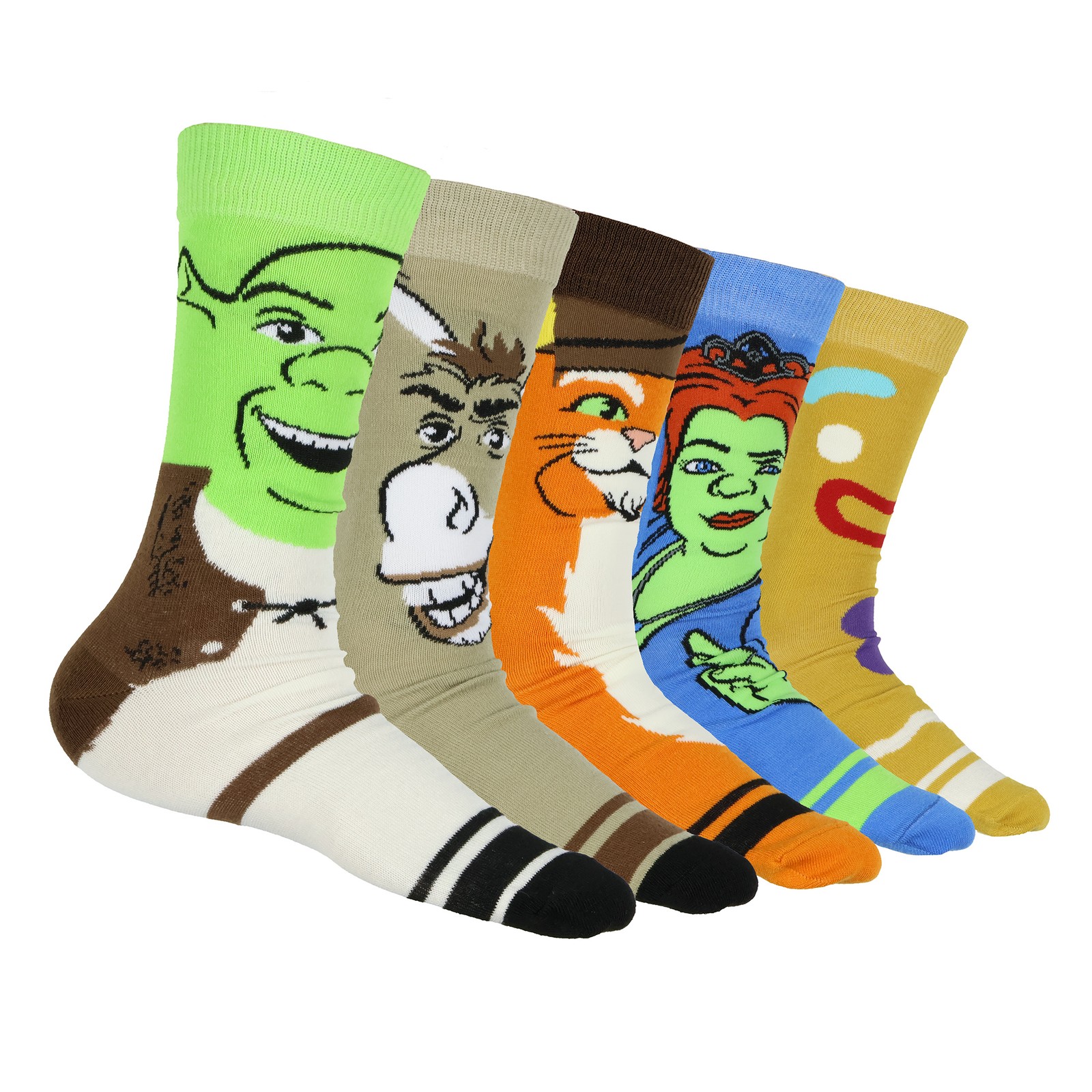 Dreamworks Shrek Socks Men’s Character Face Designs 5-Pair Crew Socks