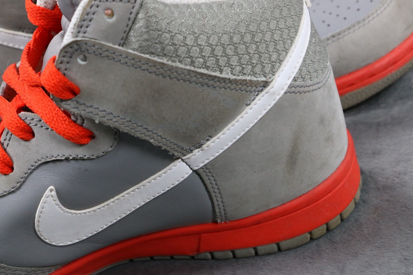 Nike SB Dunk High Light Charcoal Grey Orange Mens Size 7.5 Skate Shoes