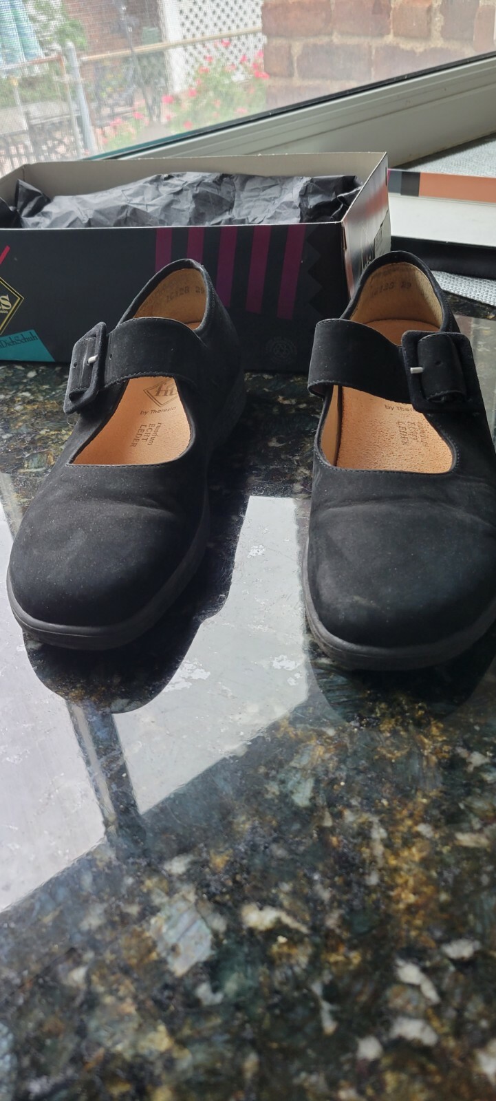 FITS by THERESIA WOMENS 6.5M-WELL MADE-STYLISH BLACK NUBUCK-FREE PRIORITY DELIV