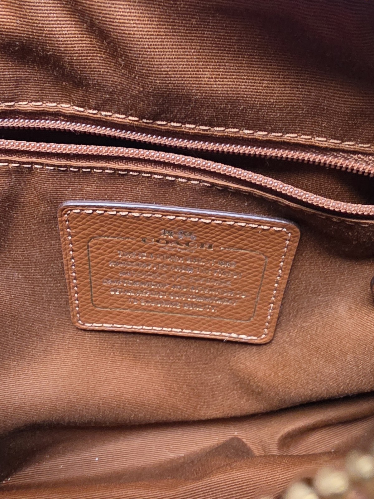 Coach Signature Zip Top Satchel Brown/Tan Gold Hardware Detachable Strap Charm