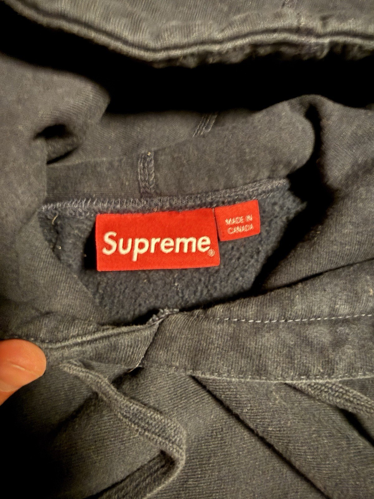 Supreme SS17 Chenille Arc Logo Hooded Sweatshirt Navy Size Medium