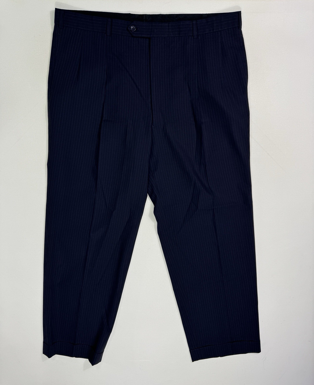 Brooks Brothers Madison BrooksCool Full Canvas Navy Pin Stripe Suit 48L 40×28