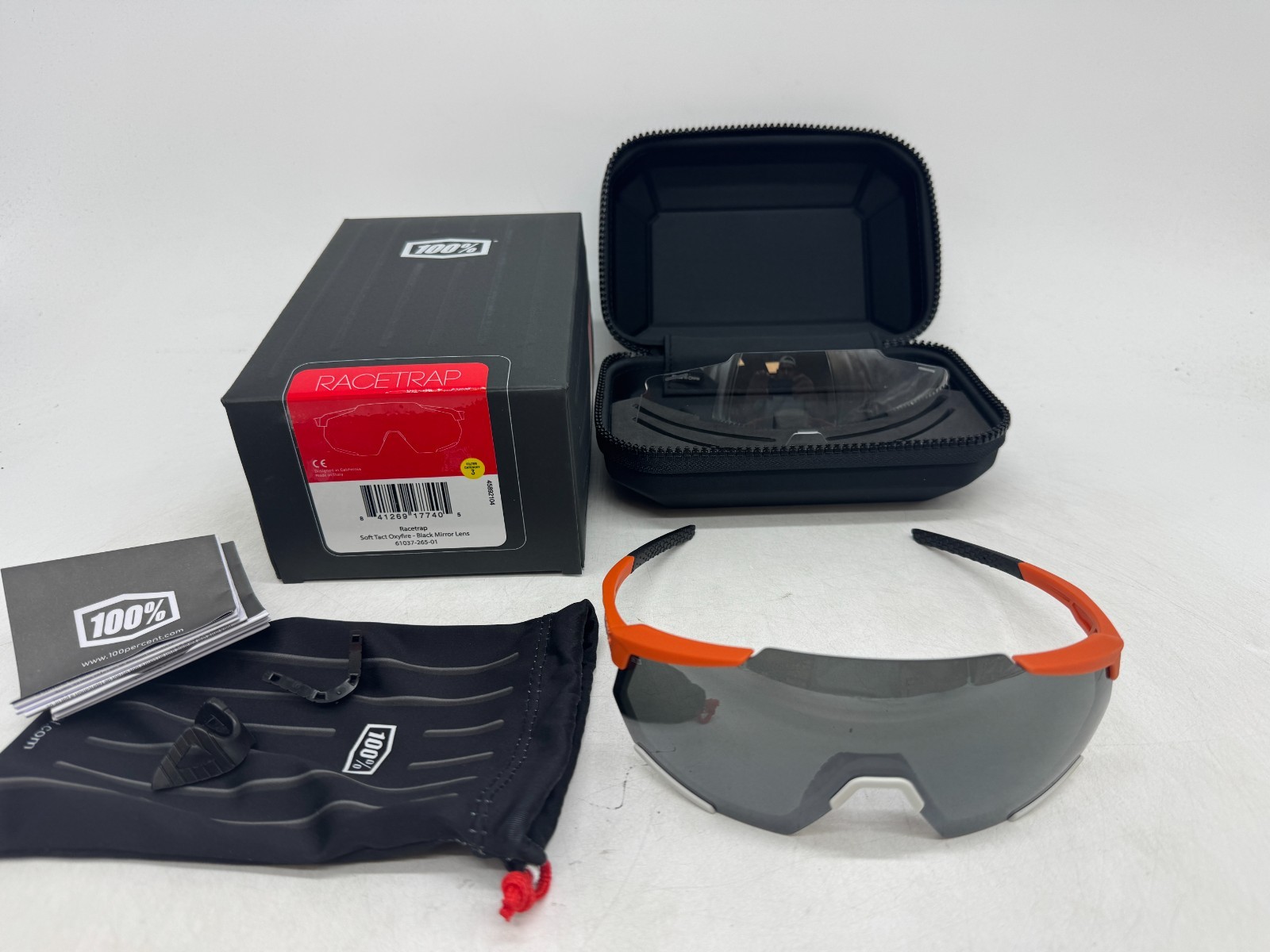 100% Racetrap Performance Sunglasses Sport OXFIRE Frame Black Mirror Lens UV400