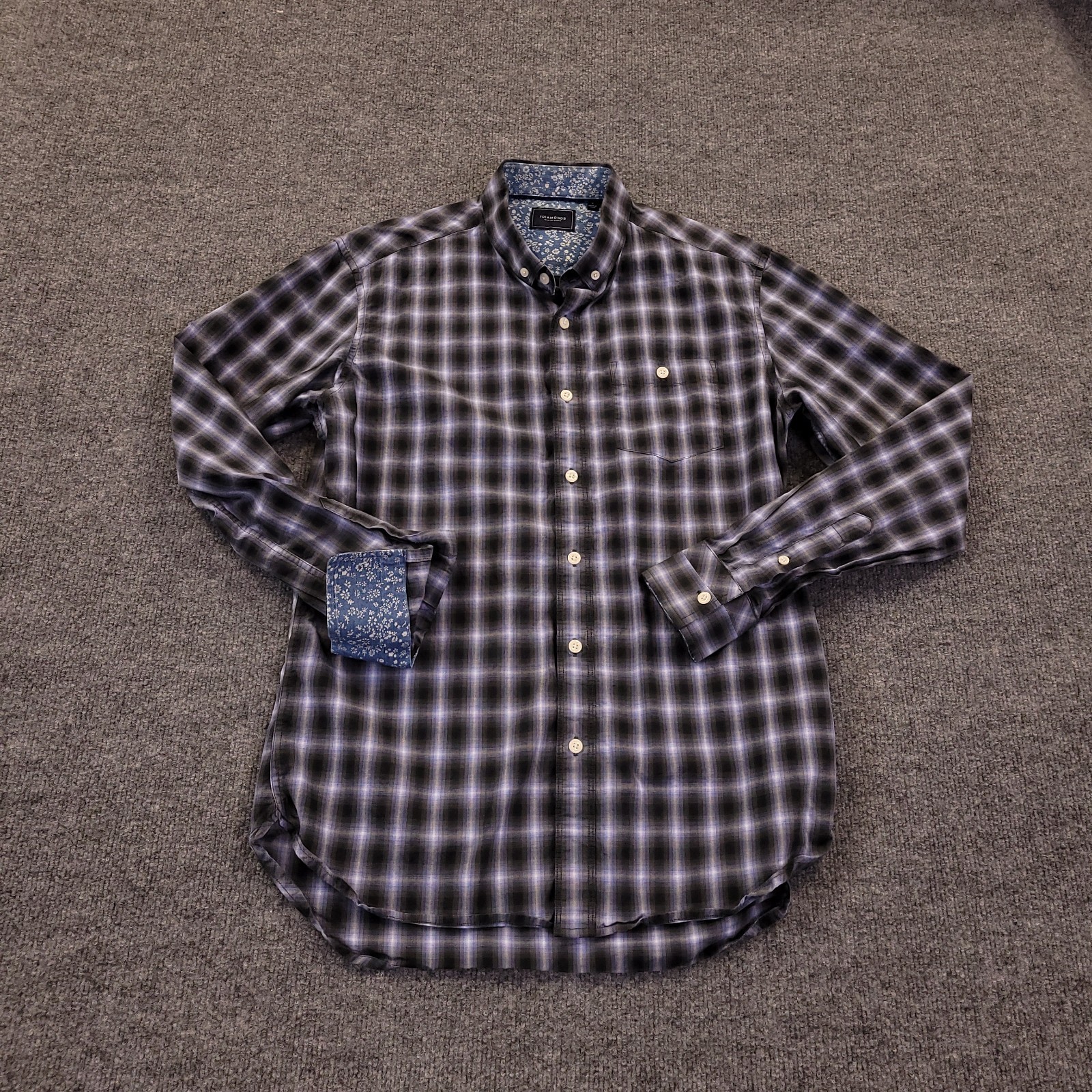 7D 7 Diamonds Higher Ground Shirt Mens Small Abstract Windowpane Cotton