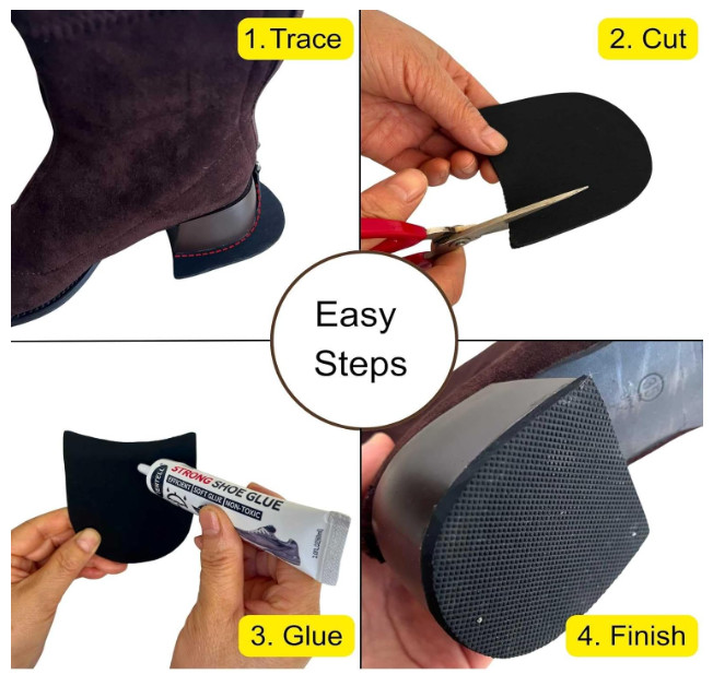 Shoe Heel Repair Rubber Pads Extra Large, 4mm (5/32 Inch) Thick, Anti-Slip Boot