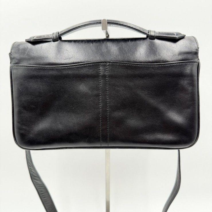 CELINE (Celine) Carriage Hardware Vintage Shoulder Bag Leather Black Gold Hardwa