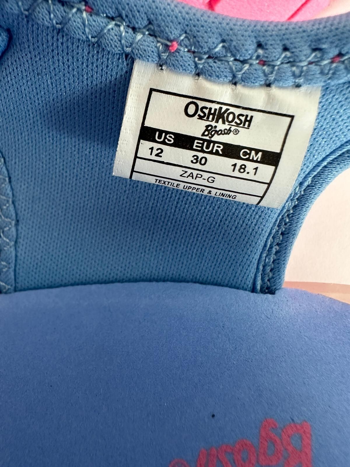 OshKosh B’Gosh Zap-G Toddler Girls Size 12 Pink/Blue Fisherman Sandals