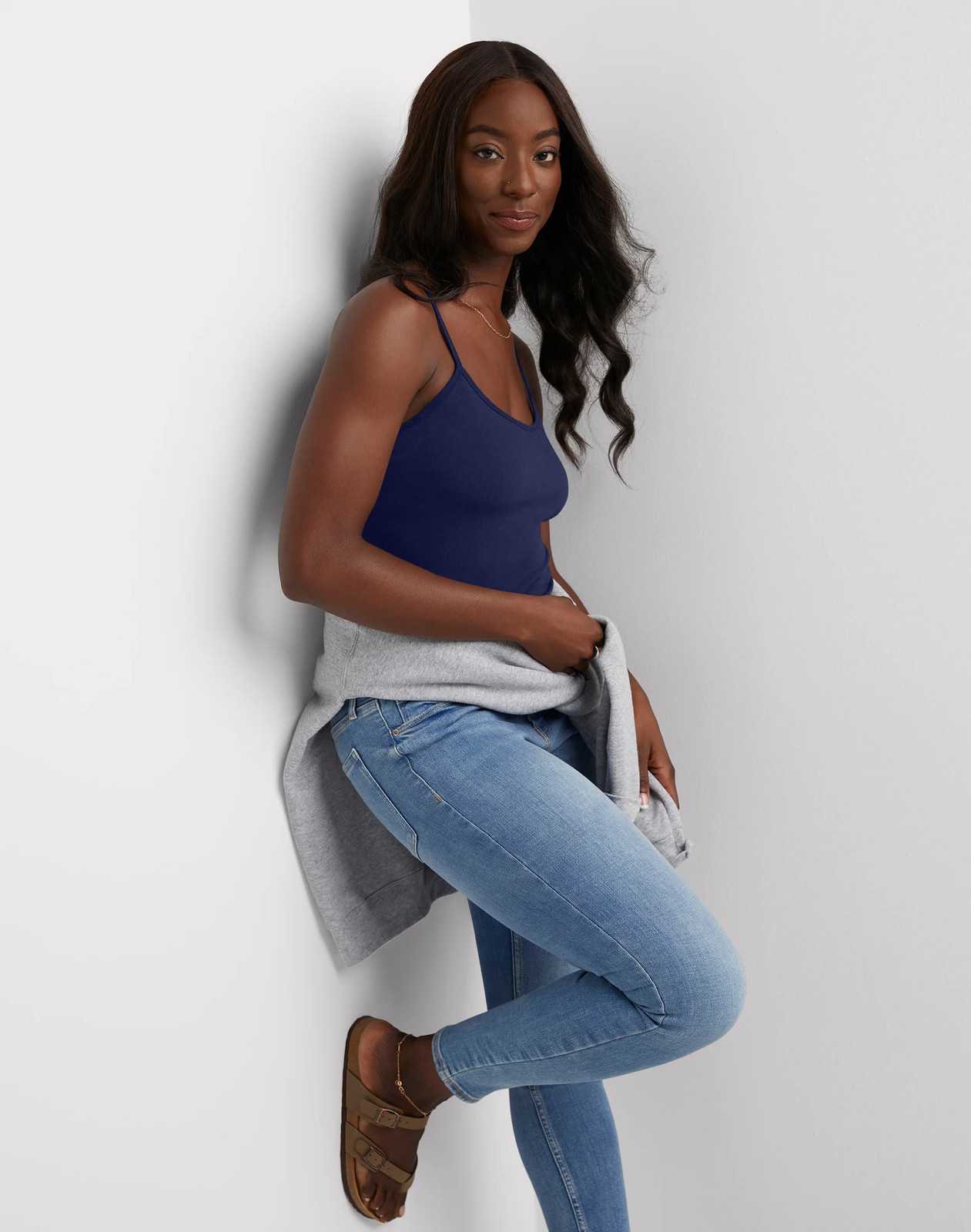 Hanes Women’s camisole top Stretch Cotton Cami Built In Shelf Bra Stretch S 2XL