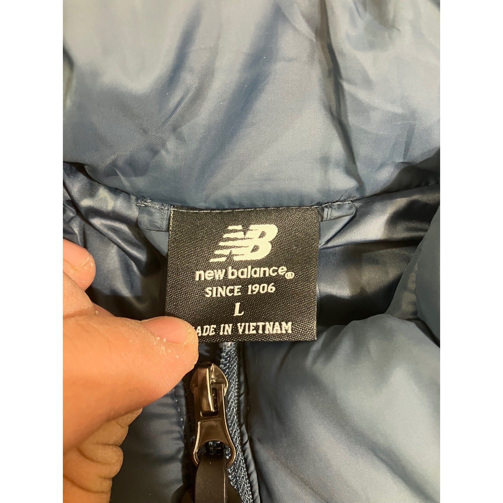 New Balance Mens Puffer Vest Blue Colorblock Full Zip Insulated Large P.O. 8728