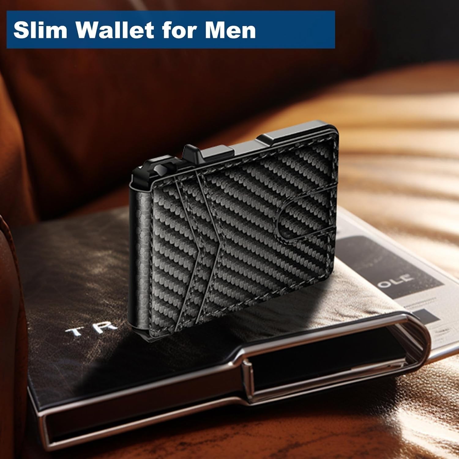 Slim Wallet with Money Clip & ID Window, RFID Blocking Smart Pop Up Card Wallet
