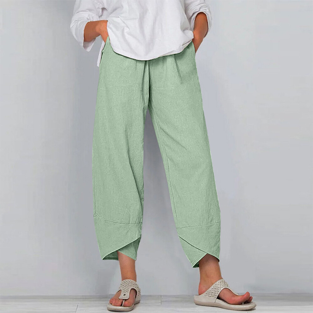 Summer Womens Summer Cotton Linen Baggy Casual Harem Pants Trousers Plus Size US