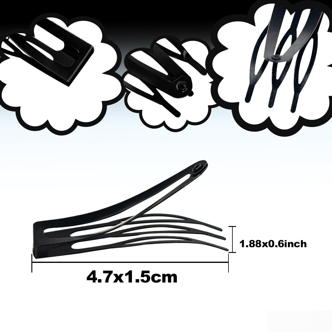 ELANE 20 Pcs Metal Snap Hair Clips for Women, Double Grip Barrettes for Thick Fi