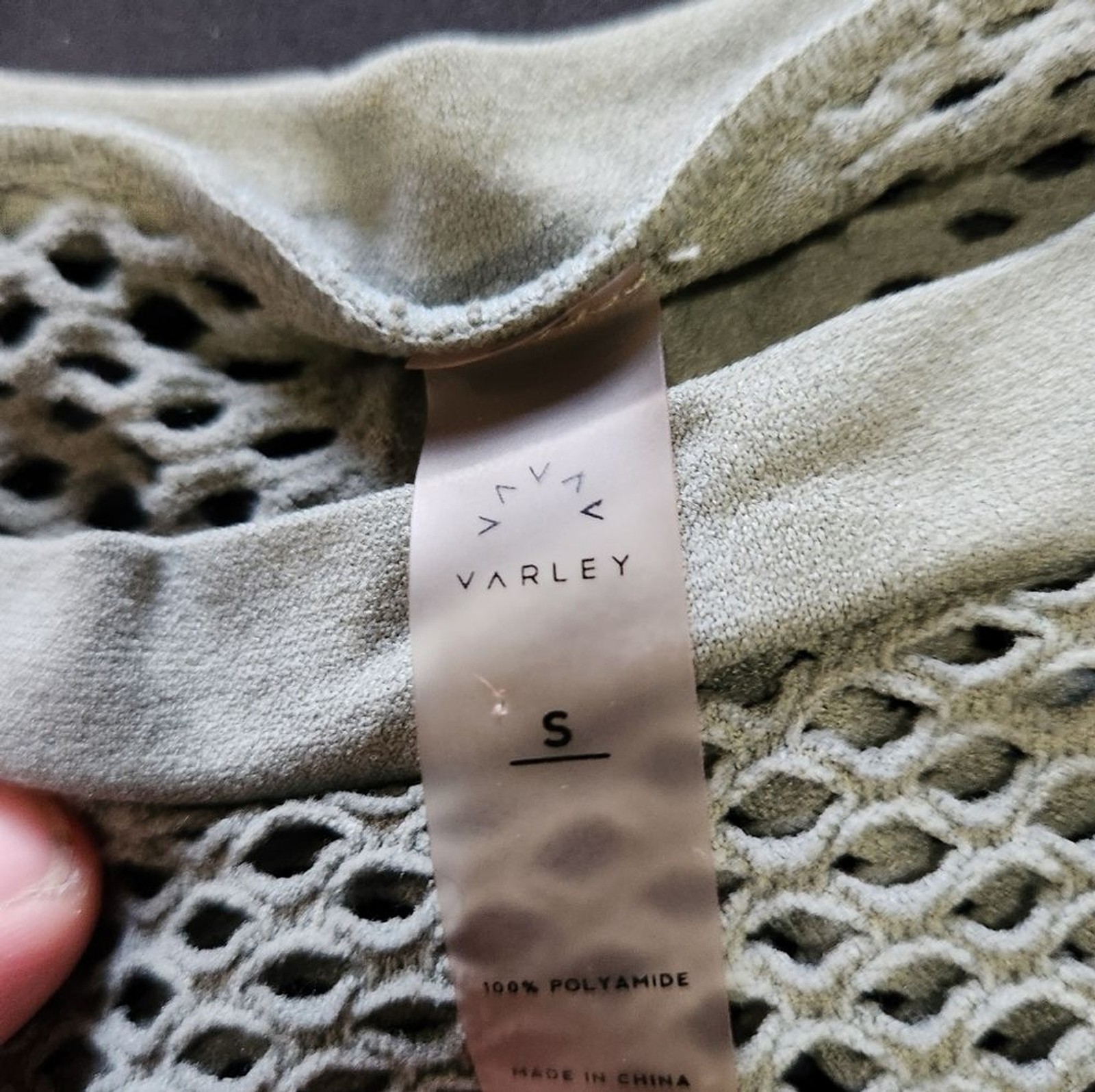 Varley Olive Mesh Short Sleeve Tee Size S